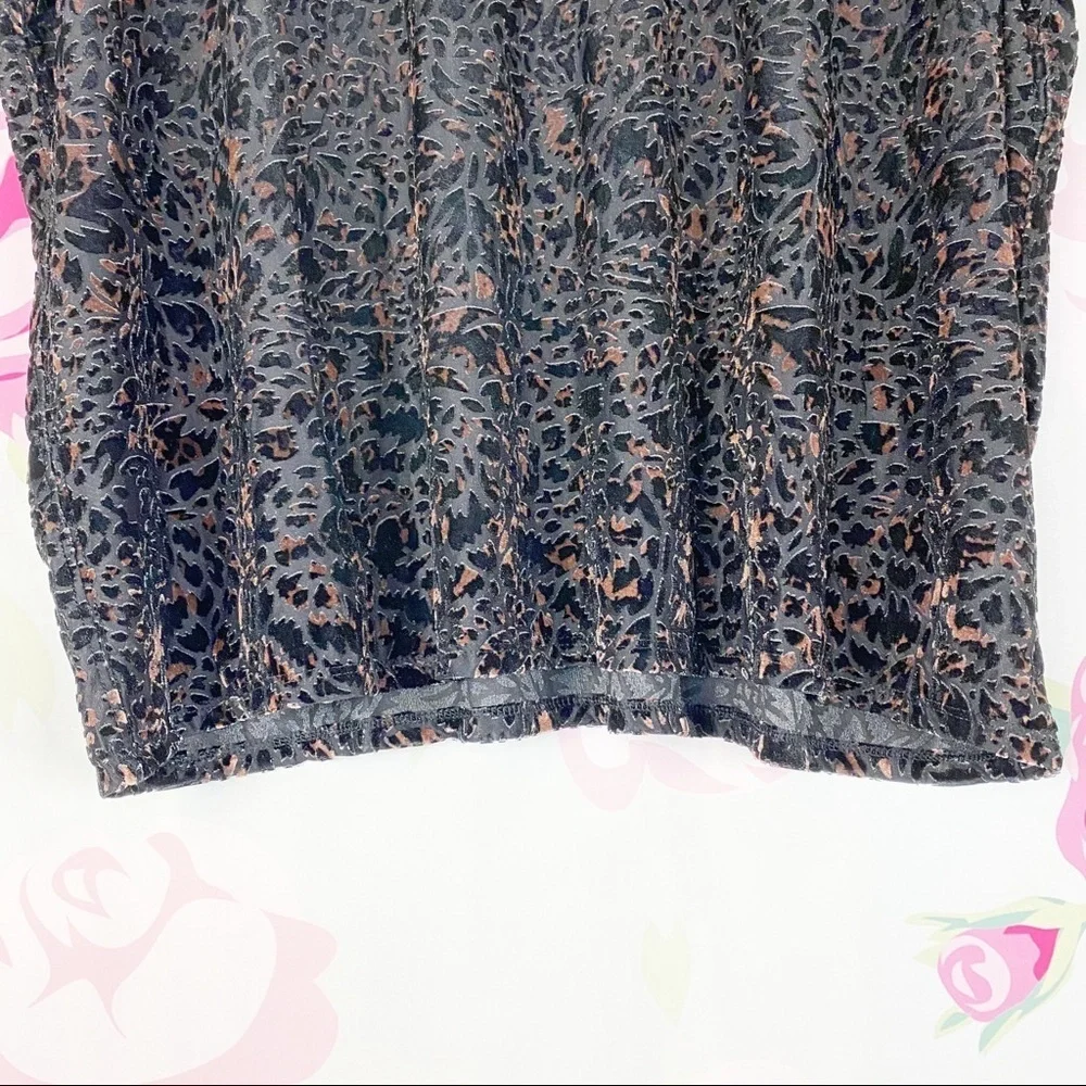 NEW Free People Teddy Cheetah Combo Velvet Short Sleeve Shirt S